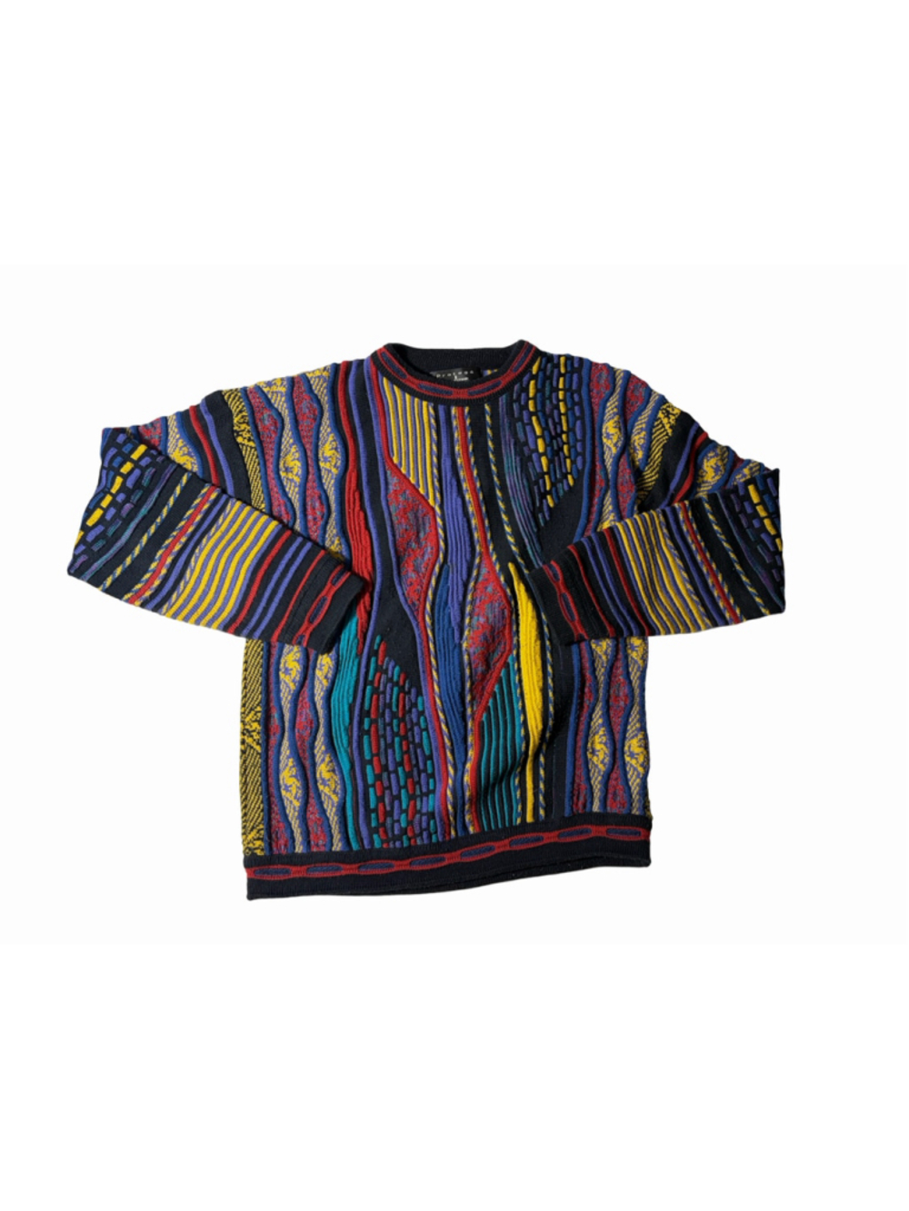 Vintage Protege Collection Sweater Mens L 3D Knit Abstract Multicolor USA Made